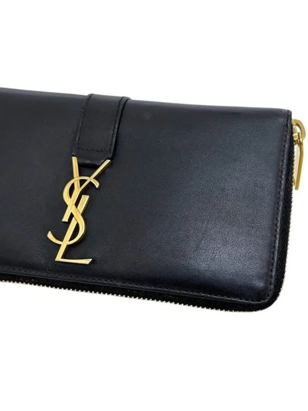 Saint Laurent Zip Around Wallet Black Cassandra Cfp - Picture 6 of 10